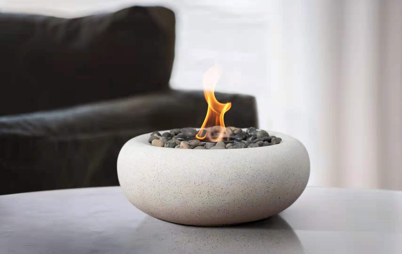 Tabletop Fire Pit - Concrete Personal Fire Bowl for Indoor and Outdoor Use, Compact Outdoor Fireplace for Balcony