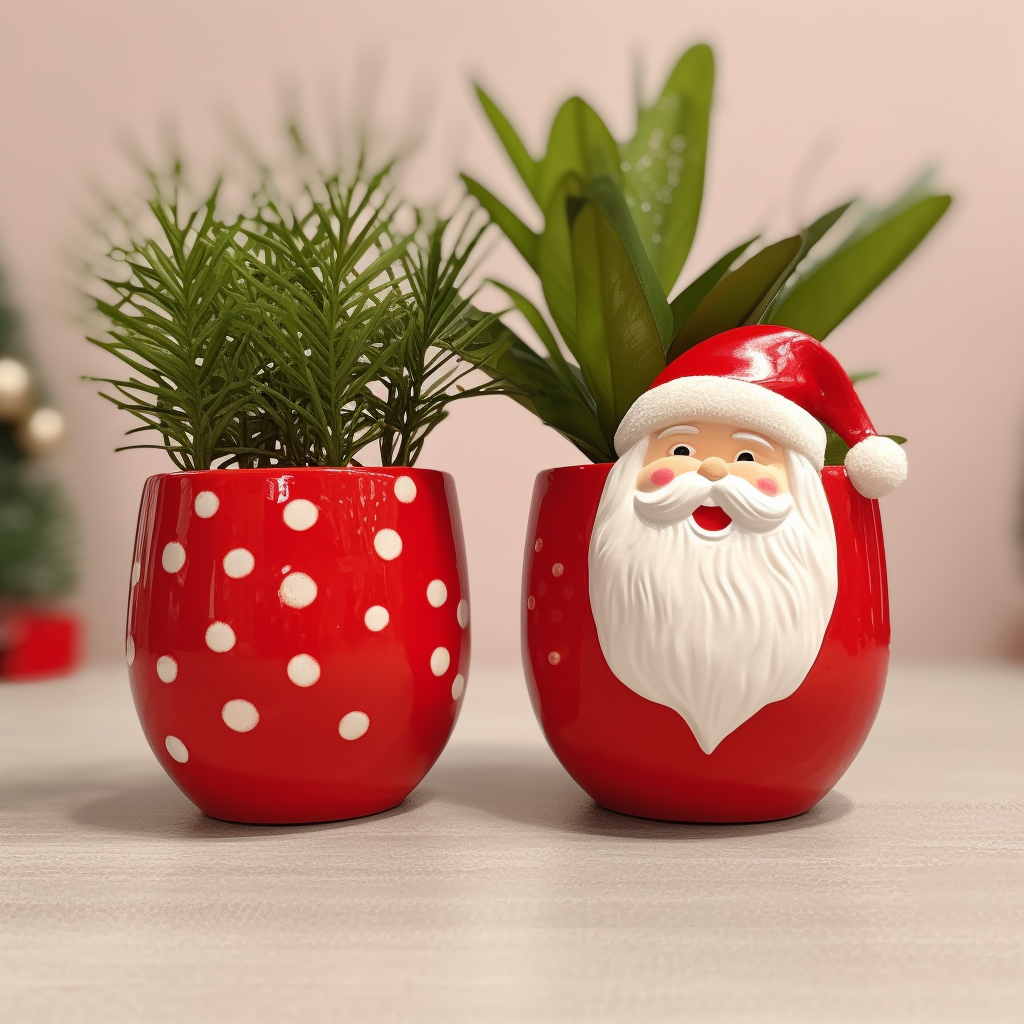 4inch Christmas Ceramic Decorative Flower Pot -Indoor Snow Decal, Hand-Paint, Shiny Finished, Terracotta Plant Pot for House Dec