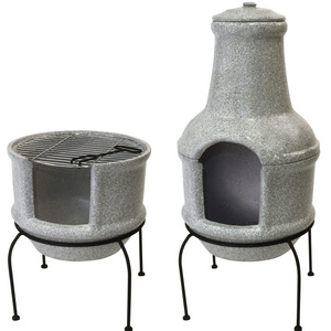 outdoor clay fire chiminea for home and garden