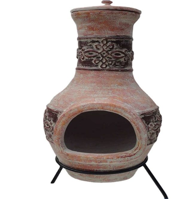 Customized Wholesale Garden Outdoor Wood Fired Clay Chimeneas Terracotta Chimenea Stove Fire Pit