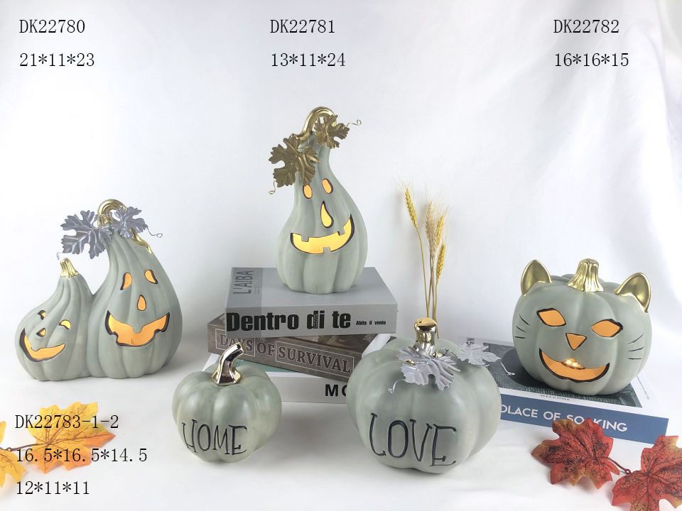 Ceramic Halloween Witch Pumpkin Lantern Empty LED Shape Pieces Indoor and Outdoor Decorative Props Ceramic Halloween decoration