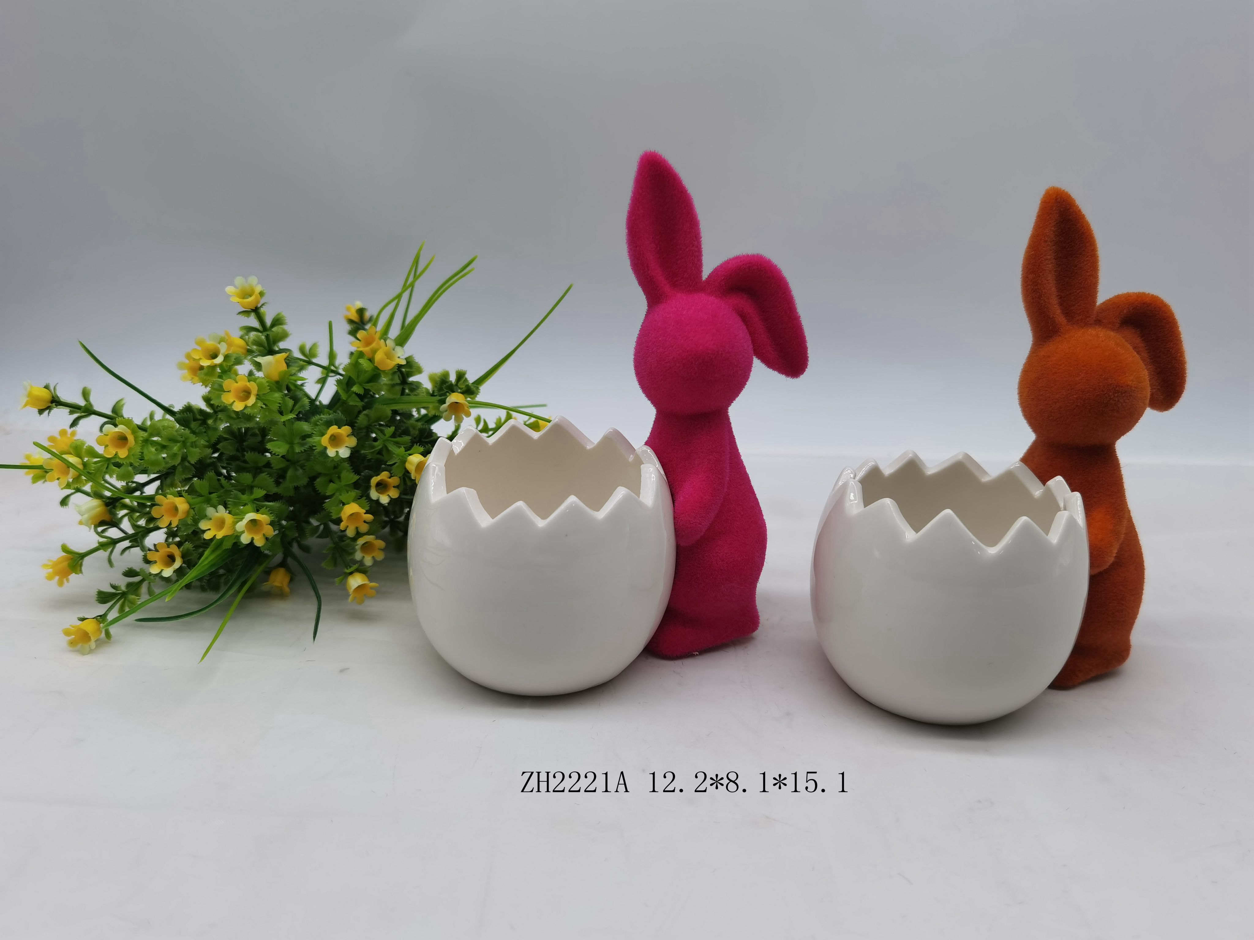 Easter Bunny eggshell ceramic vases Fun creative tabletop planter POTS Cheap wholesale ceramic crafts flower pots planters