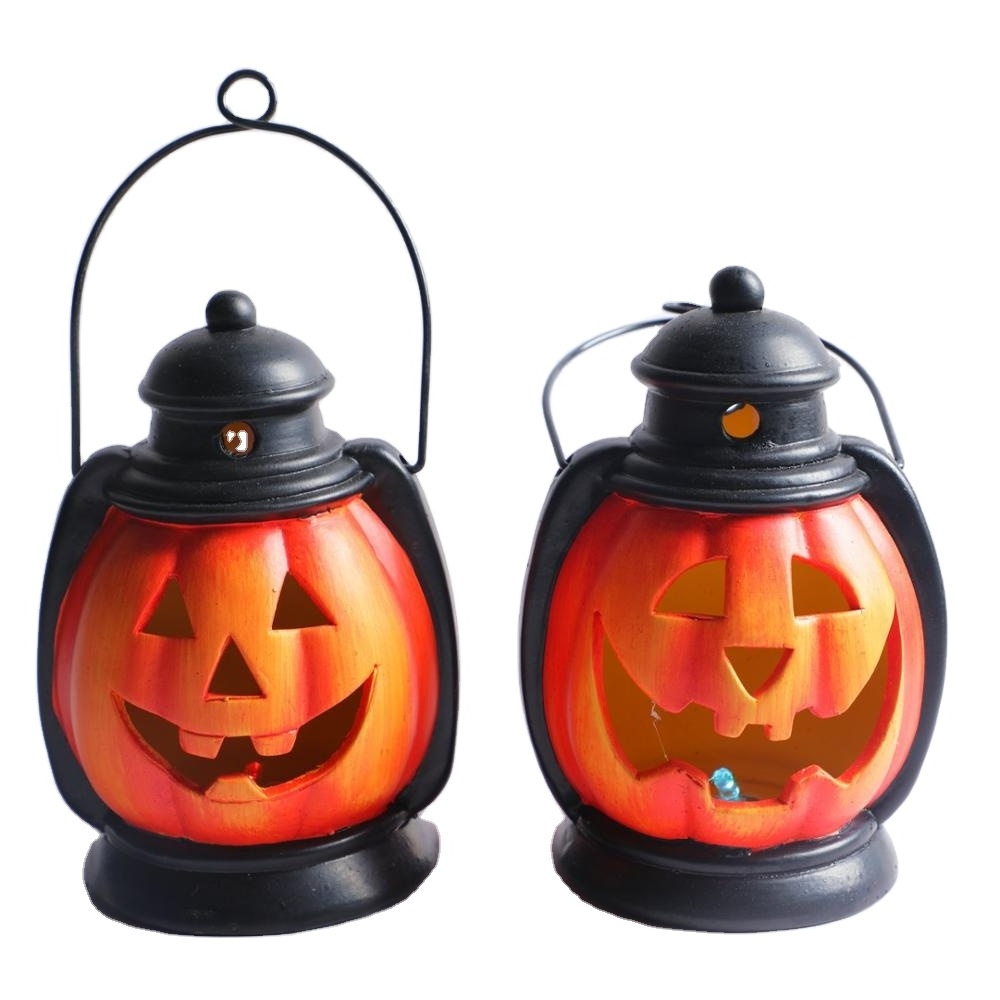 Halloween ornaments decoration pumpkin lantern with LED light pumpkin candle holder tabletop figurine