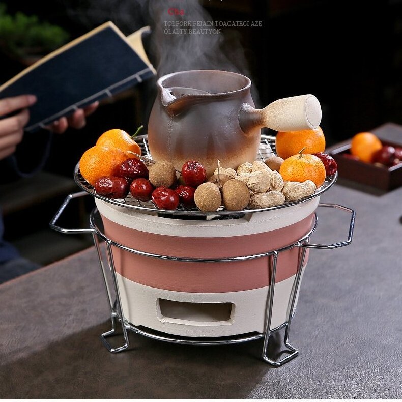 New Design High quality Outdoor Indoor Fire pits with BBQ grill Wood Burning Patio Fire pot for patio camping ceramic Fireplace