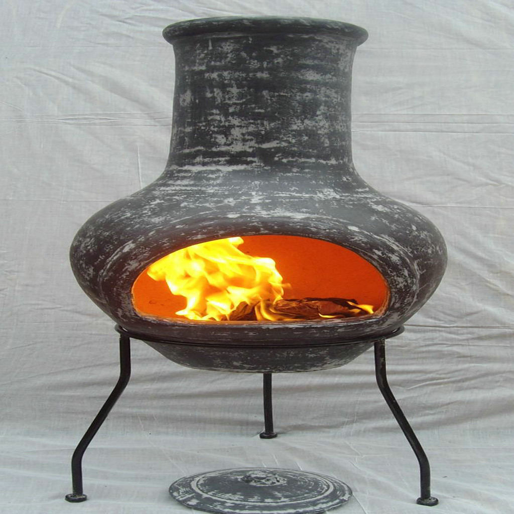 outdoor clay fire chiminea for home and garden