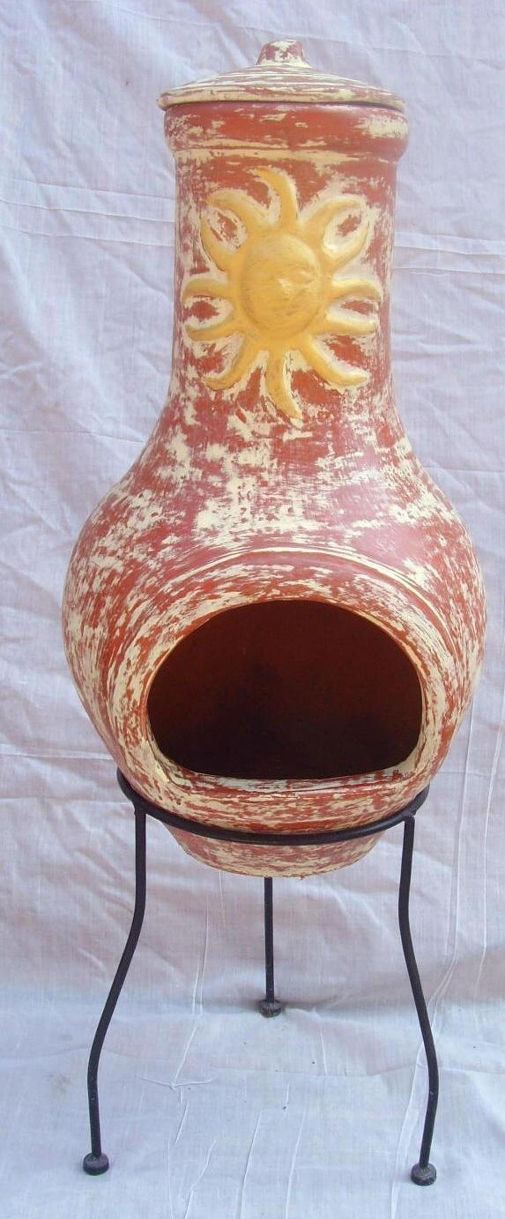 Garden Chiminea Outdoor Fireplace Terracotta Handmade Customized Clay Chiminea