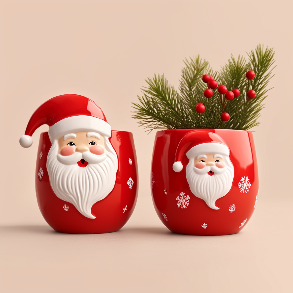 4inch Christmas Ceramic Decorative Flower Pot -Indoor Snow Decal, Hand-Paint, Shiny Finished, Terracotta Plant Pot for House Dec