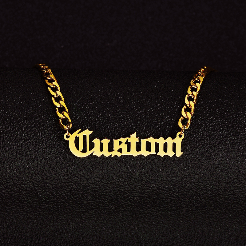 Personalized Custom Name Necklace Pendant Gold Color 4mm Chain Customized Nameplate Necklaces for Women Men Handmade Gifts