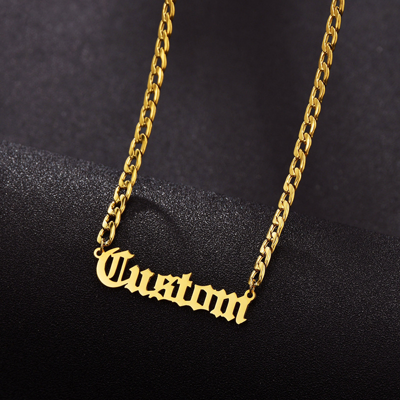 Personalized Custom Name Necklace Pendant Gold Color 4mm Chain Customized Nameplate Necklaces for Women Men Handmade Gifts