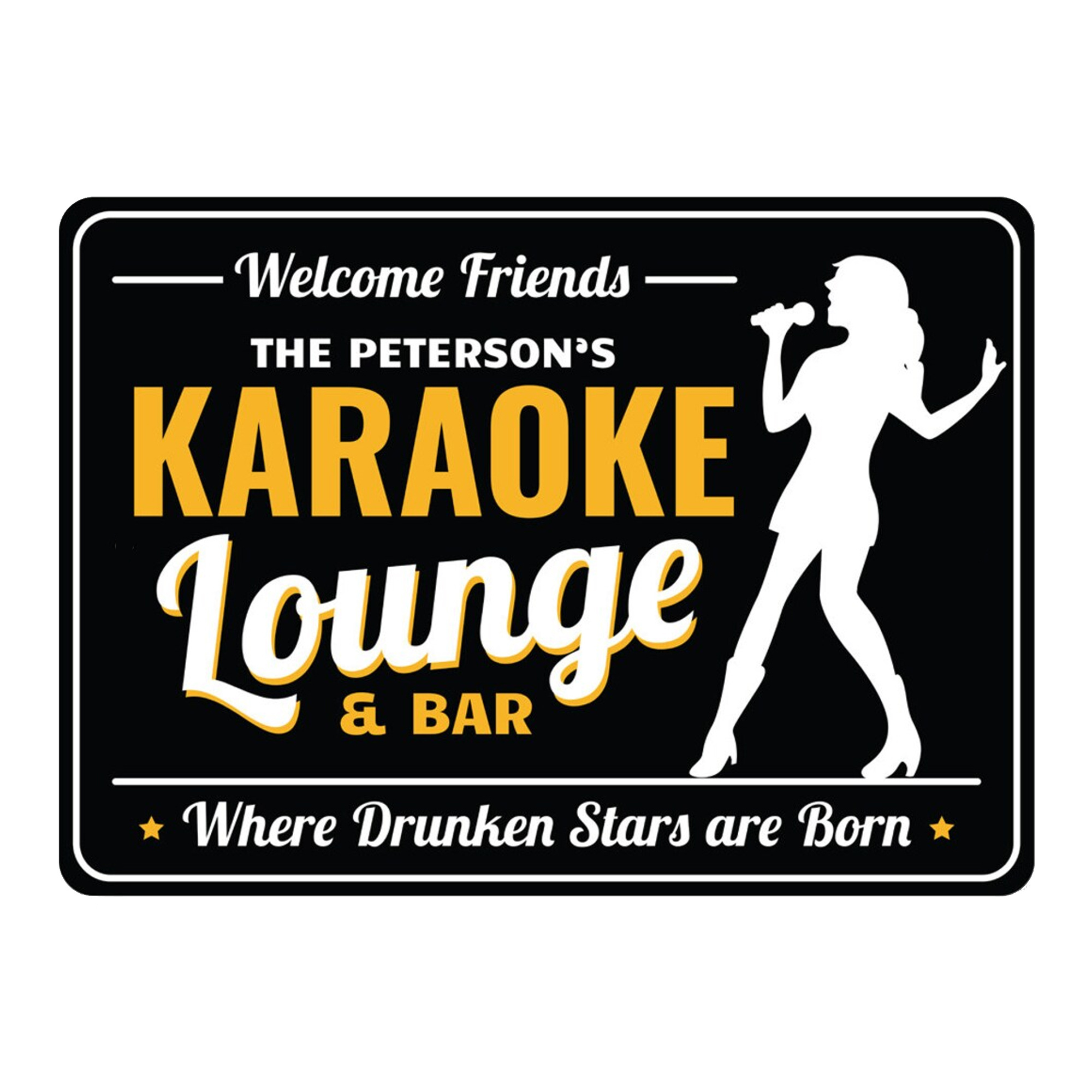 Karaoke Lounge  Bar Decor Family Karaoke Name Welcome Sign Home Karaoke Decor - Metal Sign 8x12inch