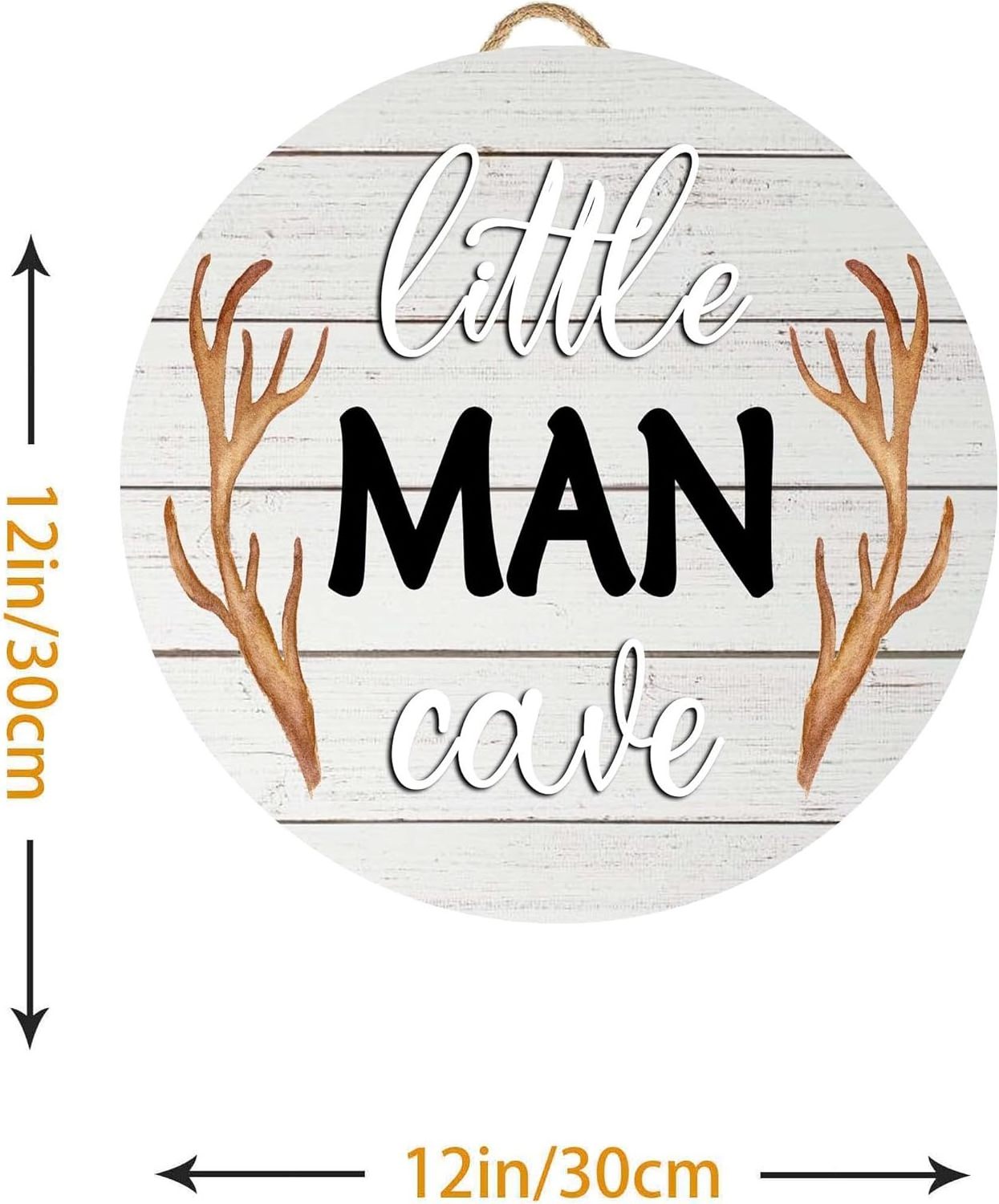 Little Man Cave Sign Wall Decor for Nursery Wooden Boys Room Rustic Round Sign for Baby Toddler Kids Bedroom Living Room 12 Inch