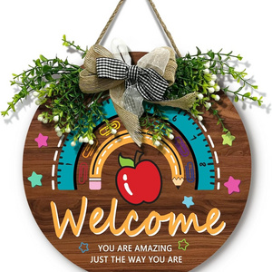 Welcome Door Sign Decoration Wooden Hanging Classroom Wall Decor You Are Amazing Just The Way You Are for School 12 inch