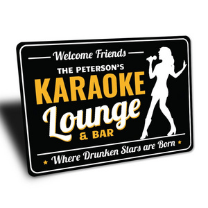 Karaoke Lounge  Bar Decor Family Karaoke Name Welcome Sign Home Karaoke Decor - Metal Sign 8x12inch