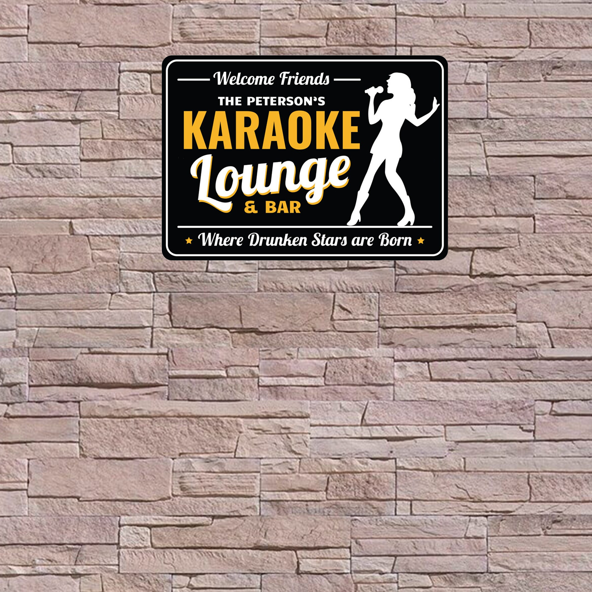 Karaoke Lounge  Bar Decor Family Karaoke Name Welcome Sign Home Karaoke Decor - Metal Sign 8x12inch