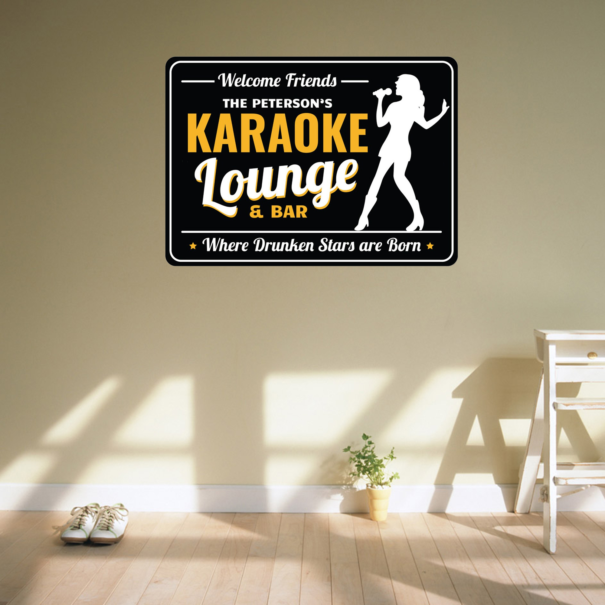 Karaoke Lounge  Bar Decor Family Karaoke Name Welcome Sign Home Karaoke Decor - Metal Sign 8x12inch