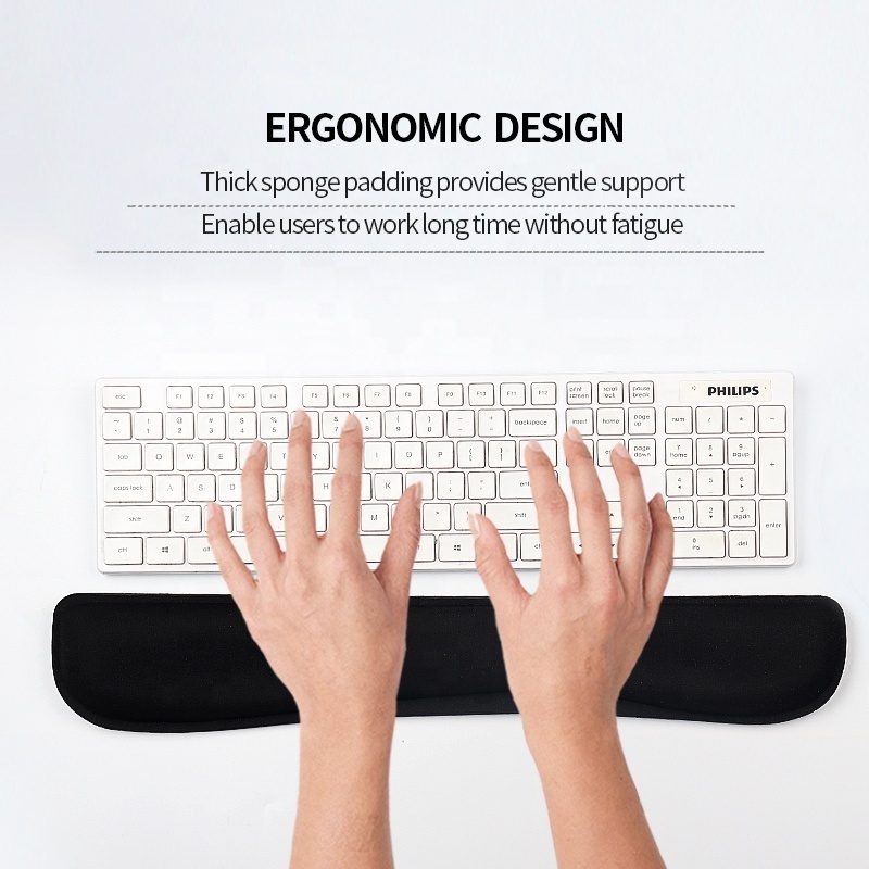 Popular economic keyboard wrist rest +mouse pad combine comfortable long memory foam wrist rest for PC keyboard