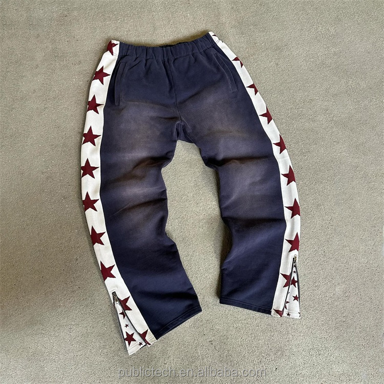 Wholesale Custom Flare Sweat Pants Men High Quality Flare Joggers Casual Cotton Zip Split Flared Sweatpants