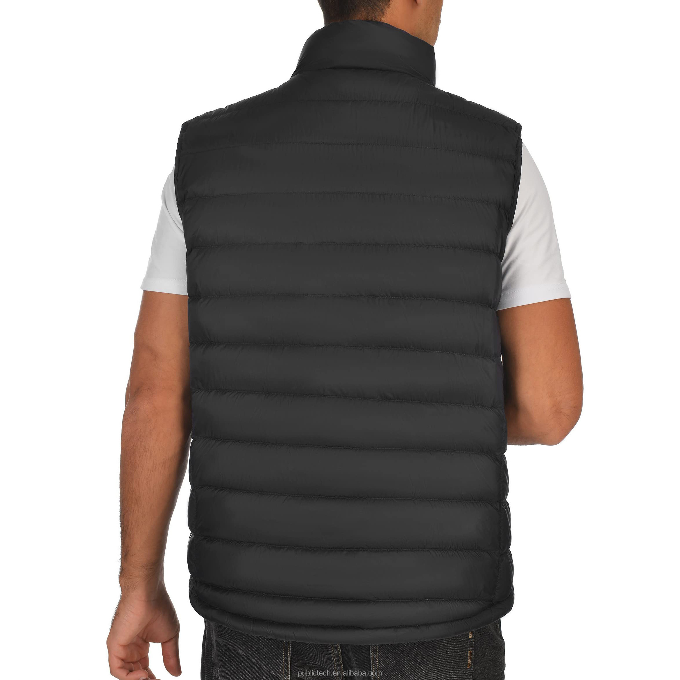 Wholesale Custom Logo Cropped Solid Color Duck Down Lightweight Windproof Puffer Vest Men