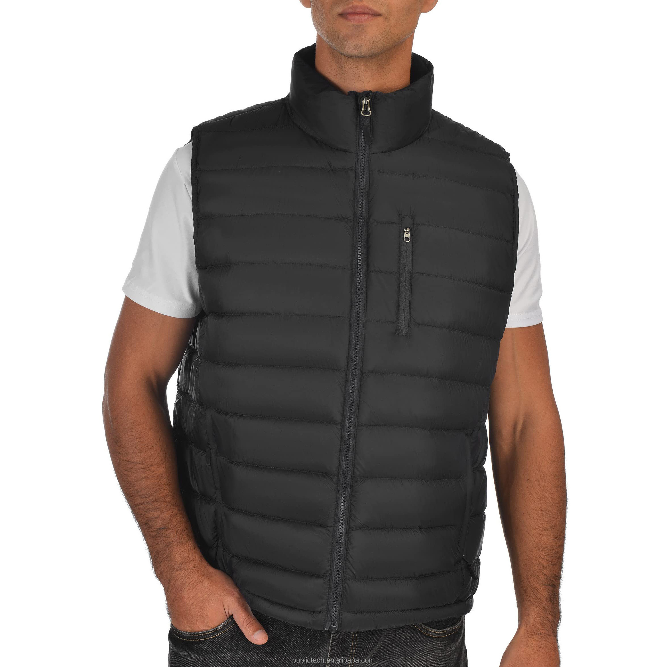 Wholesale Custom Logo Cropped Solid Color Duck Down Lightweight Windproof Puffer Vest Men