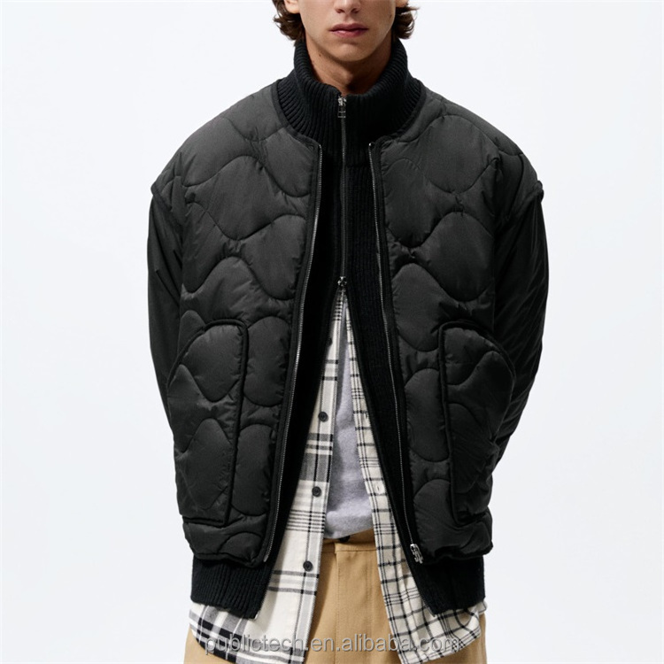 Custom winter 100% polyester casual loose oversized warm quilted bomber jacket for men