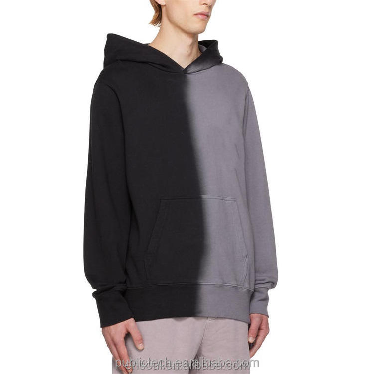 Bulk Heavy Weight Two Tone Cotton Hoodies Thick Color Block Men Patchwork Mens Casual Hip Hop Split Jumper Hoodie