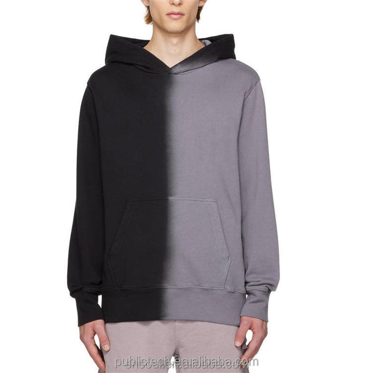 Bulk Heavy Weight Two Tone Cotton Hoodies Thick Color Block Men Patchwork Mens Casual Hip Hop Split Jumper Hoodie