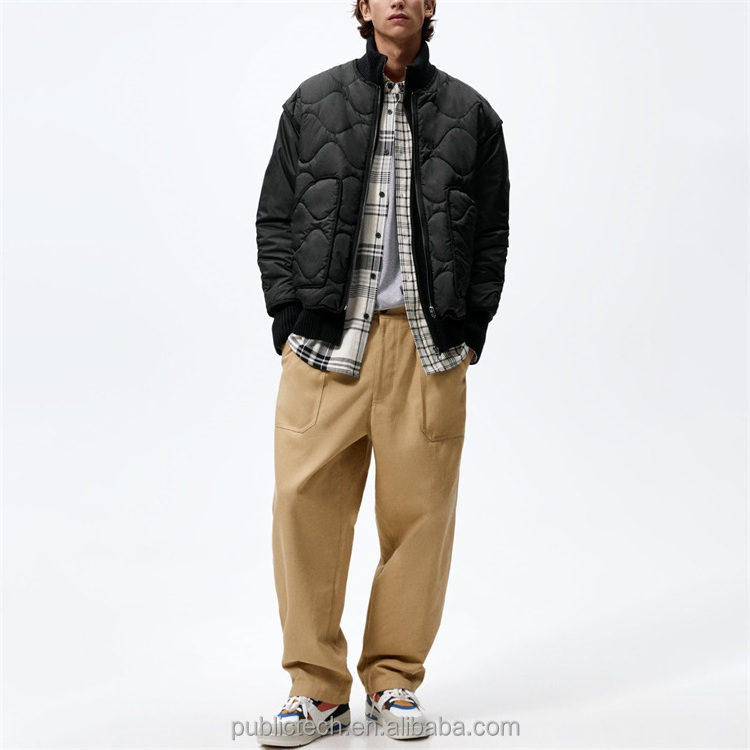 Custom winter 100% polyester casual loose oversized warm quilted bomber jacket for men