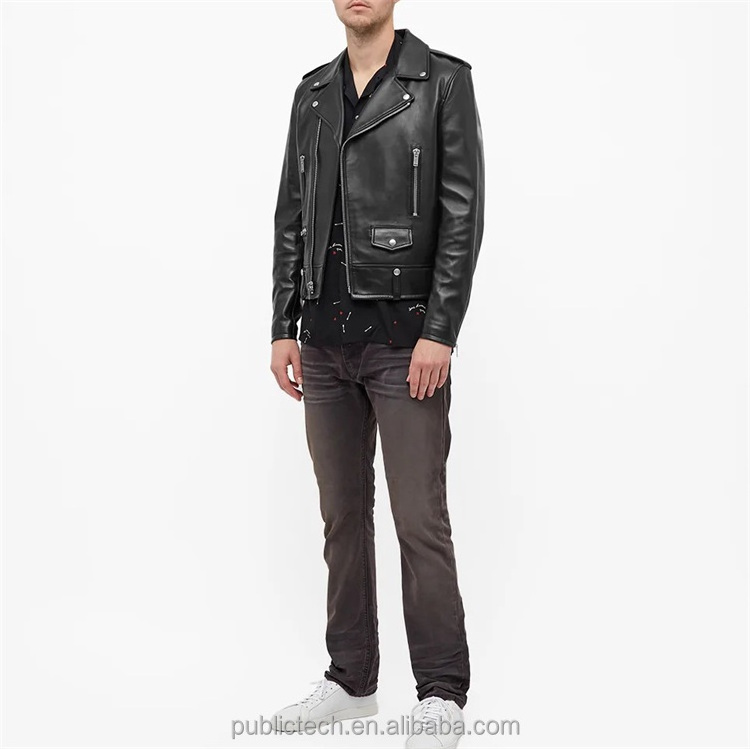 Custom 100% lambskin windbreaker riding leather motorcycle jacket for men