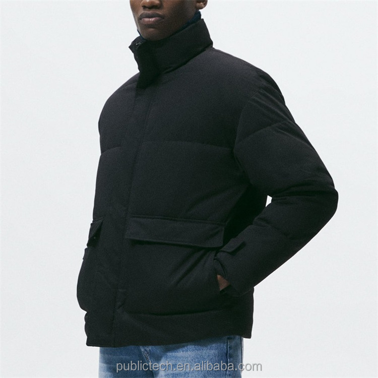 Custom winter 100% polyester casual loose oversized pockets puffer jacket for men