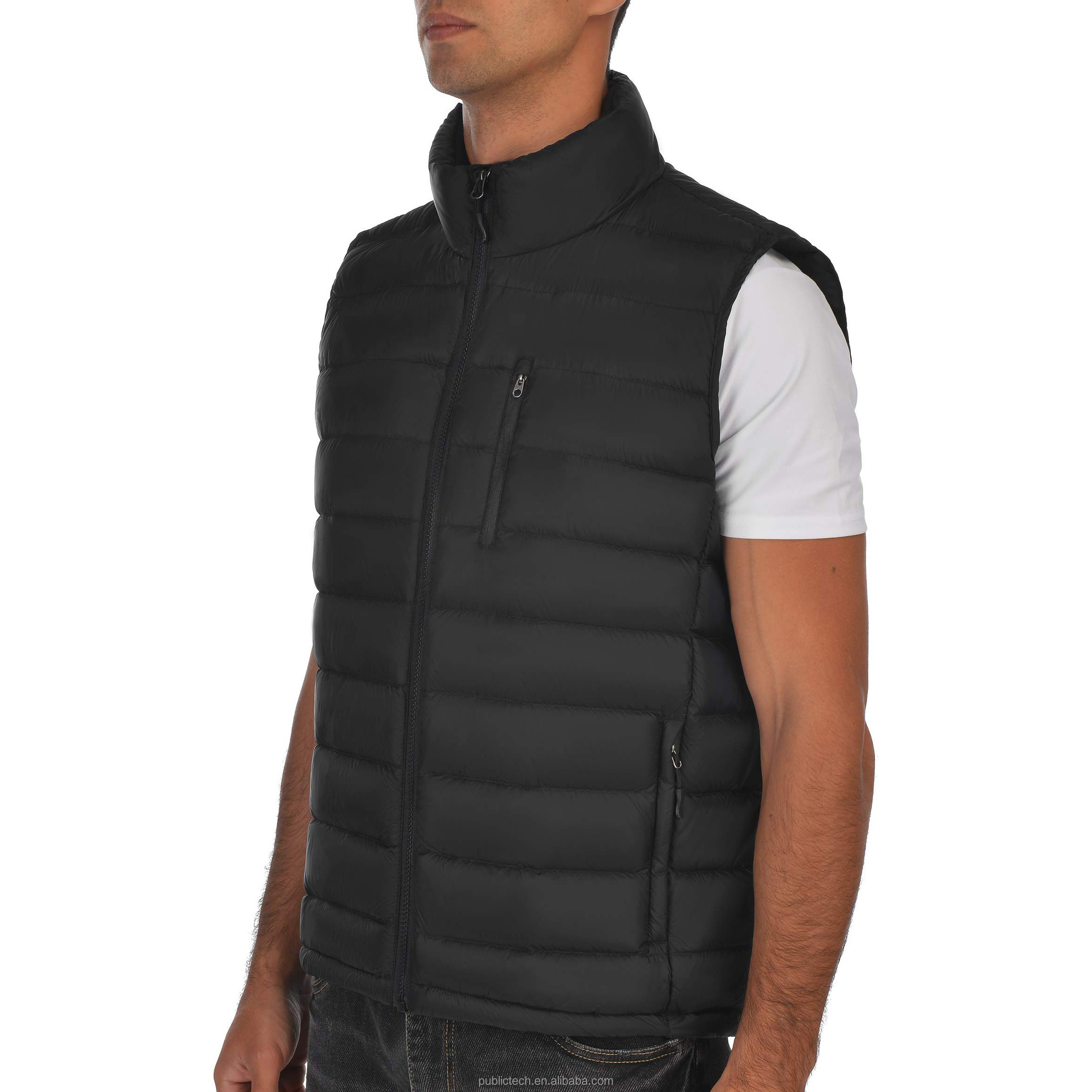 Wholesale Custom Logo Cropped Solid Color Duck Down Lightweight Windproof Puffer Vest Men