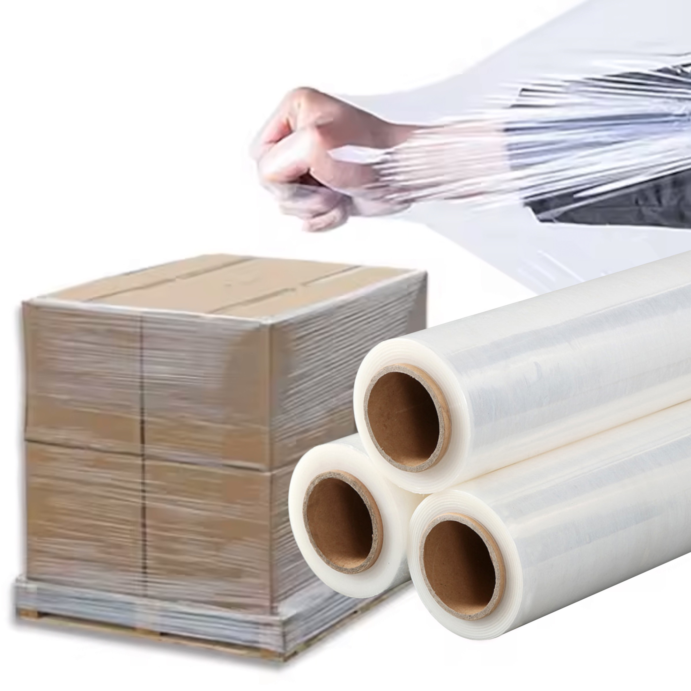 Good Protective Pre Stretch Pallet Film Roll Heavy Duty Wrapping Plastic PE Transparent Moisture Proof Soft Packaging Film PUDI