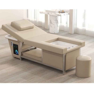 beige electric massage waterfall faucet shampoo bowel chair bed with sink for salon and pedicure