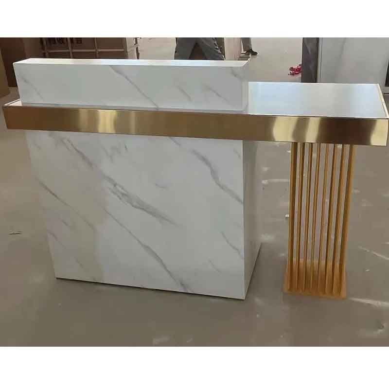 little  circular front desk reception beauty salon small tech reception desk wood panel for retail store