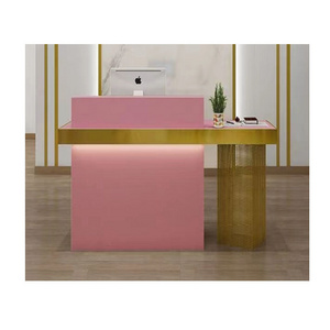 small standing reception desk pink for boutiques reception cashier counter with display