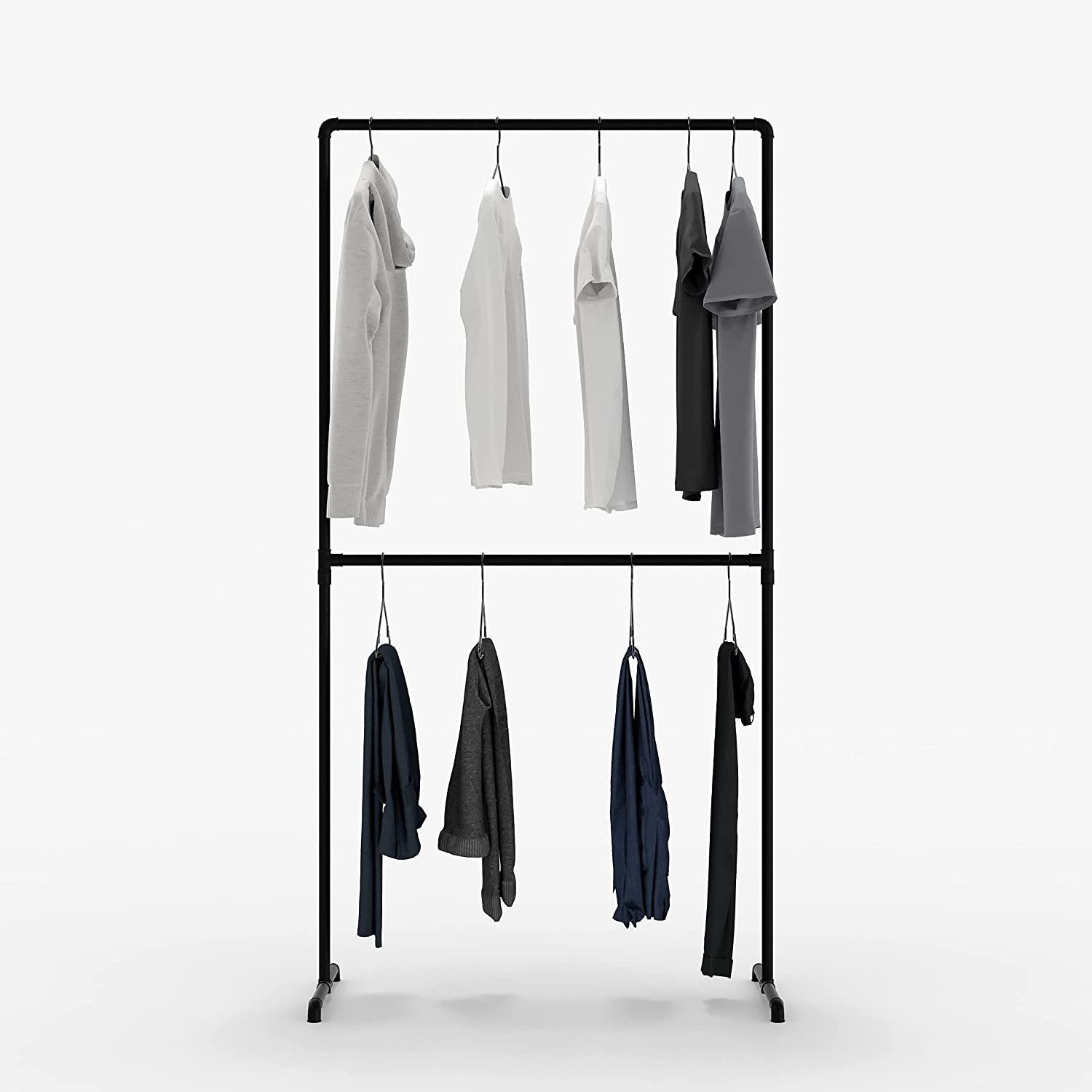 clothing display rack for Walk-In Wardrobe Wall I Clothes Rack Made of Black Sturdy Pipes freestanding from Water Pipes