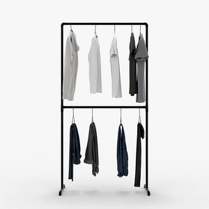 clothing display rack for Walk-In Wardrobe Wall I Clothes Rack Made of Black Sturdy Pipes freestanding from Water Pipes