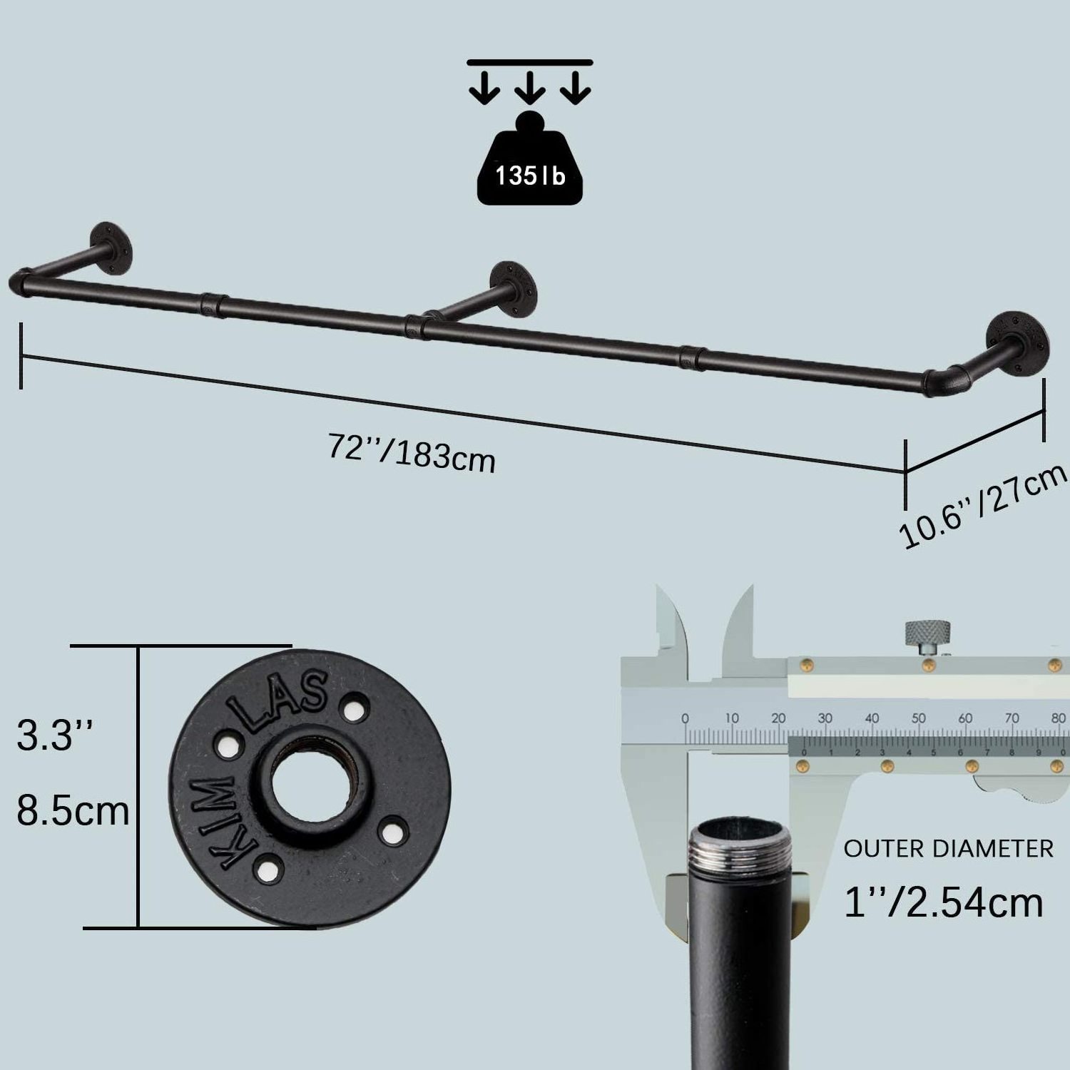 Industrial tube hanger, retail clothes, custom shop design, metal clothing apparel display rack