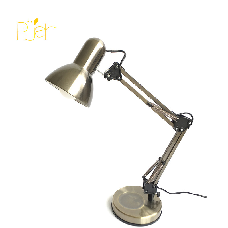 Reading use ironl fluorescent lamp table metal swing arm desk lamp