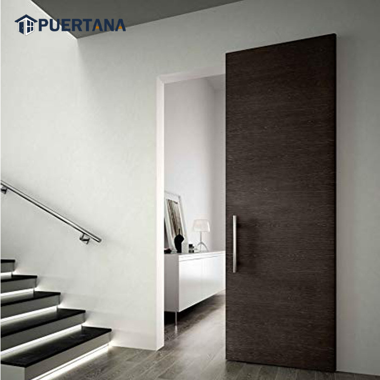 Wall Mount Trackless System Ghost Interior large Sliding Wood Doors With Concealed Track invisible sliding door