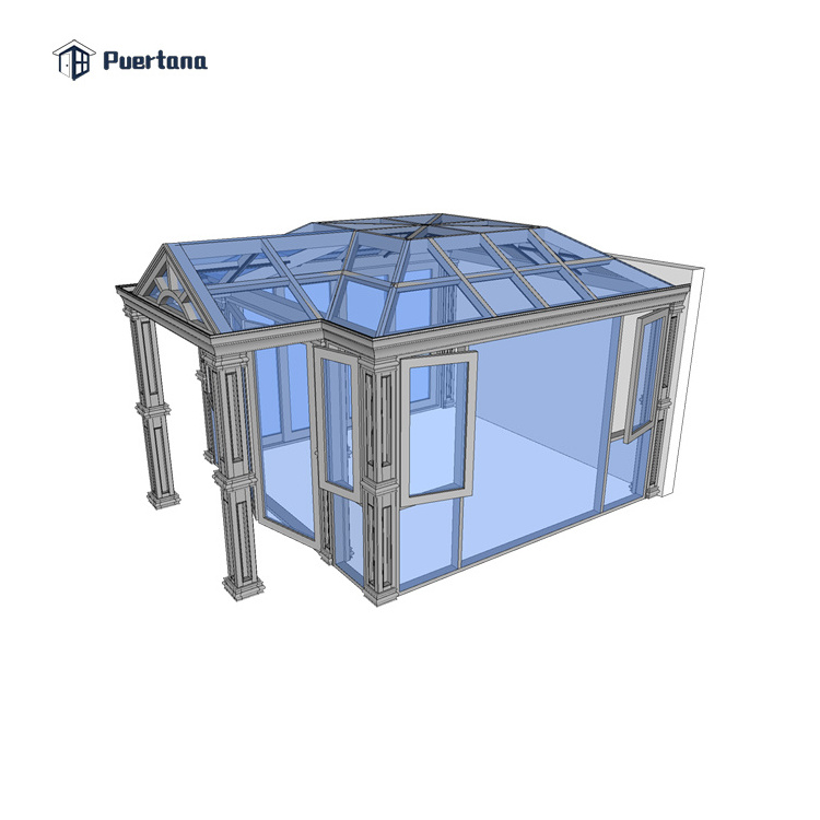 Cheap Price of Aluminum Prefabricated Conservatory Glass House For Sell Free Standing Sunroom Kit