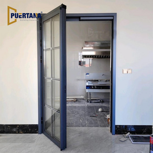 Aluminium Four Panels Folding Swing Casement Glass Sliding Doors Aluminum Pt Door Panoramic Slide And Turn Foldable Glass Door