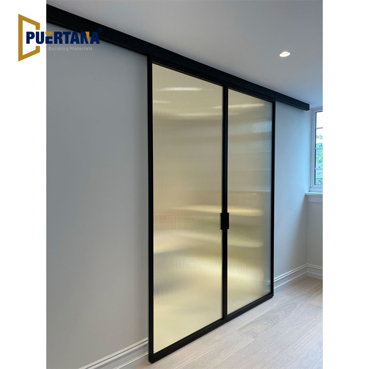 Italy Luxury Interior Door House Interior Wall-mounted Aluminium Hidden Slider Door Internal Aluminum Pocket Sliding Glass Door