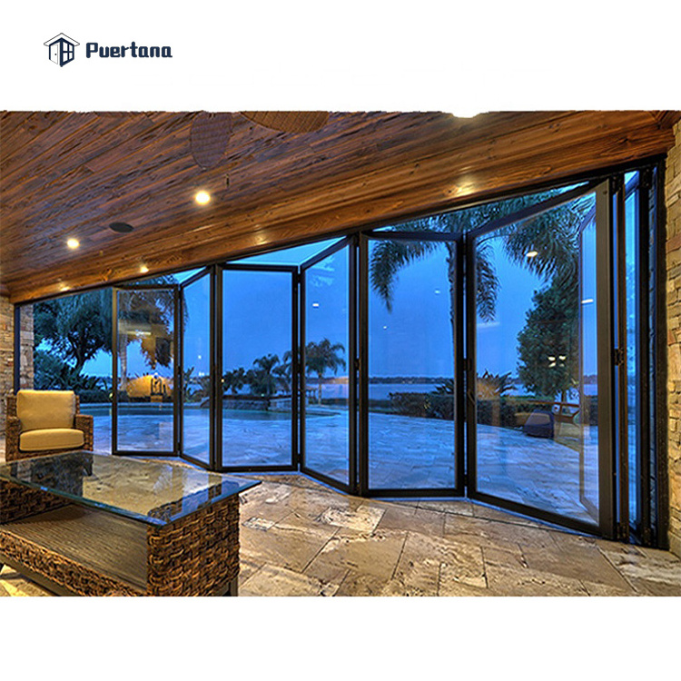 Miami Dade Approved Best Sound Proof Big Folding Glass Doors Dp50 System