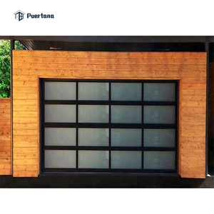 9x8 / 8x7 / 12x7 / 9x7 Modern Electronic Insulated Clear Glass Panel Car Garage Door For House