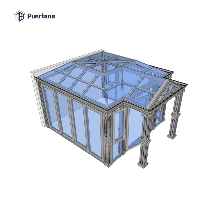 Cheap Price of Aluminum Prefabricated Conservatory Glass House For Sell Free Standing Sunroom Kit