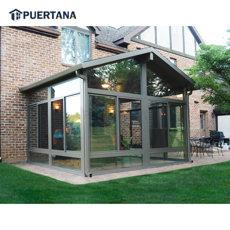 Cheap Price of Aluminum Prefabricated Conservatory Glass House For Sell Free Standing Sunroom Kit