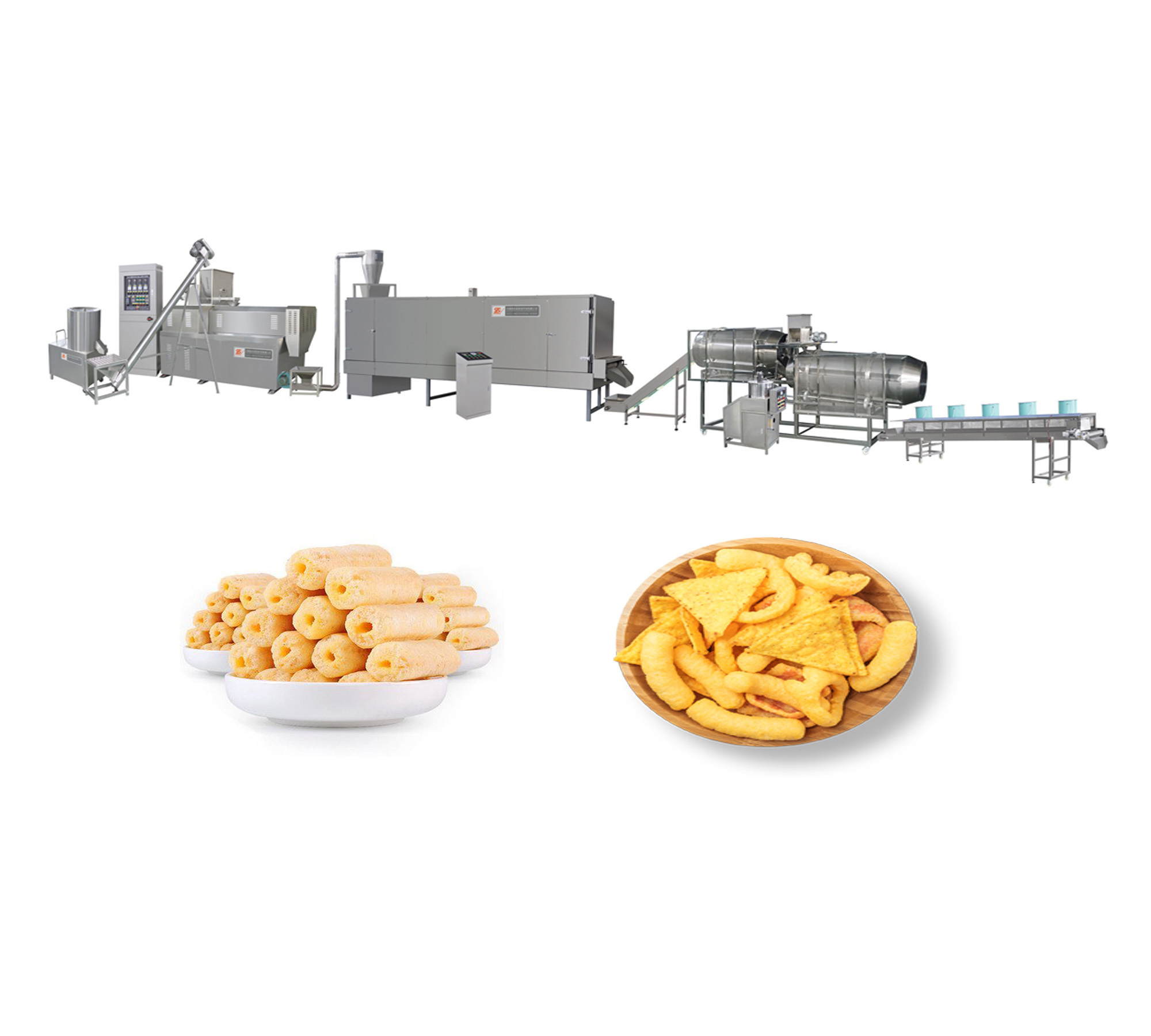 Fully Automatic Extruded Puffed Corn Snacks Puff Food Processing Machine