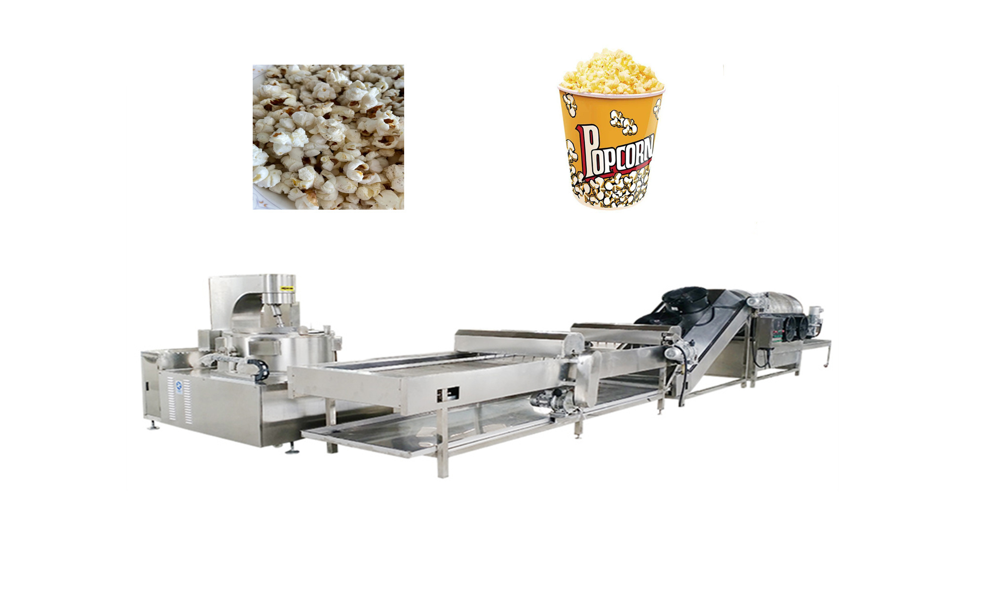 Fully automatic high power exploding popcorn machine