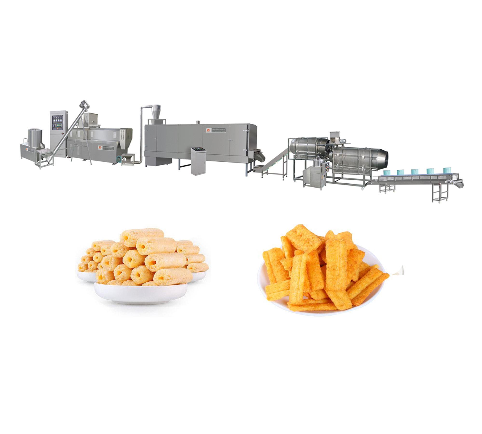 Fully Automatic Extruded Puffed Corn Snacks Puff Food Processing Machine