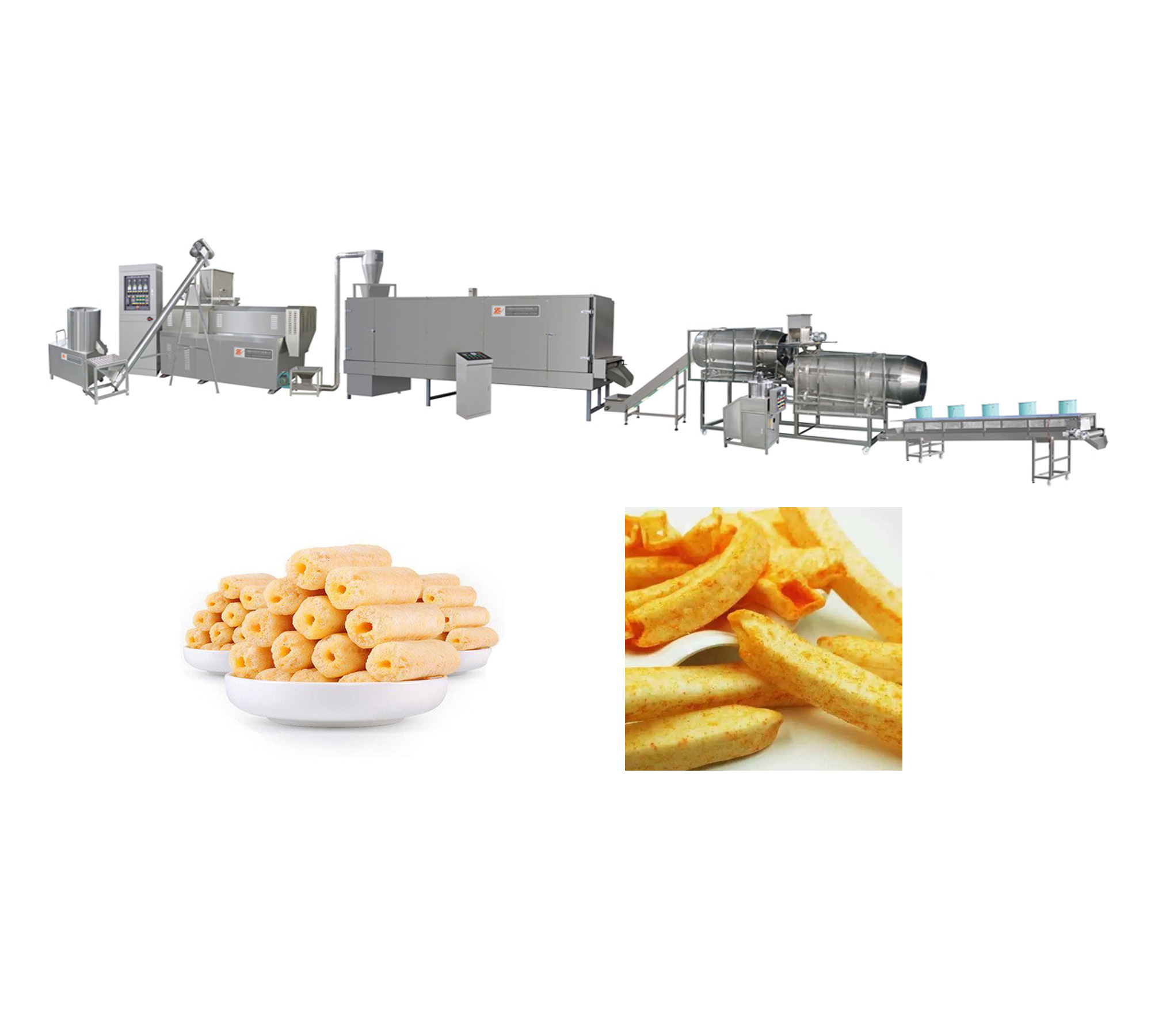 Fully Automatic Extruded Puffed Corn Snacks Puff Food Processing Machine